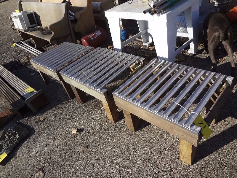 lot 21 image: (3) Industrial Outside Tables