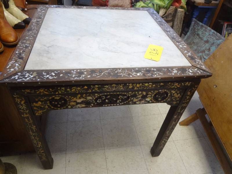 lot 128 image: Old Mother of Pearl Inlaid Chinese Table