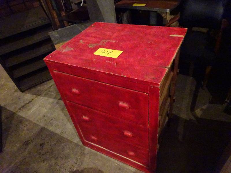 lot 217 image: Red Wooden Built-In