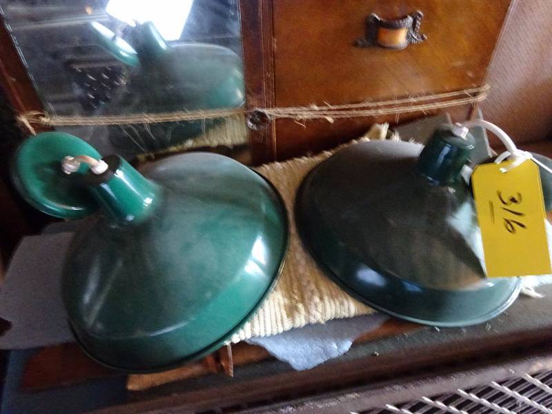 lot 316 image: Pair Green Warehouse Lights