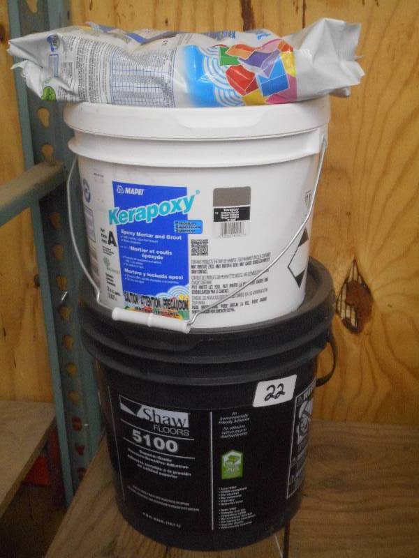lot 22 image: (2) Buckets Of Grout & (1) Bag Of G...