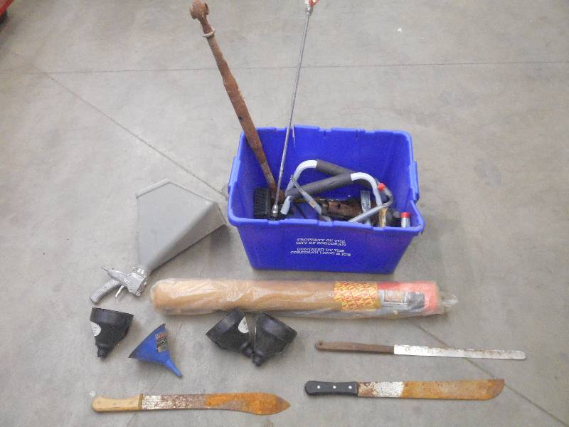 lot 96 image: Tote Of Assorted Funnels, Hand Too...