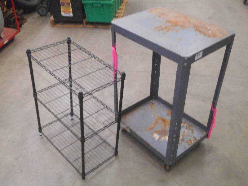 lot 97 image: (1) Steel Shop Cart & (1) 2-Level R...