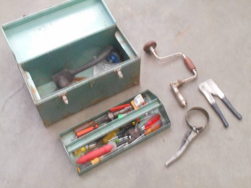 lot 105 image: Steel Toolbox With Assorted Tools ...