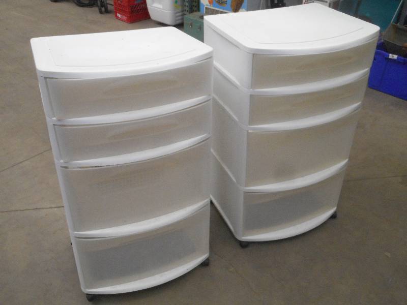 lot 125 image: (2) 2-Drawer Plastic Storage Units ...