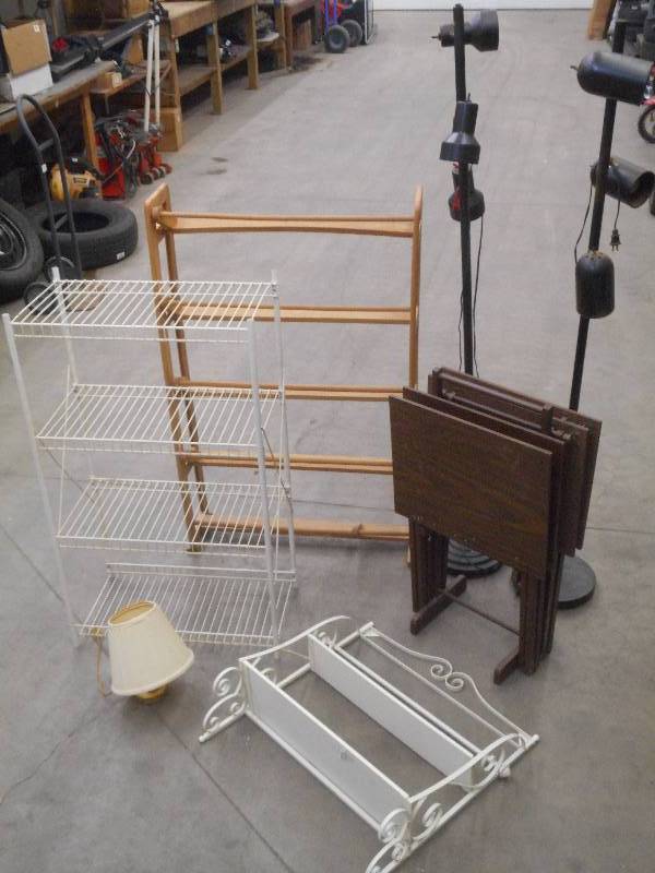 lot 126 image: Lot Of CD-Rack, T.V. Tray Set, Ste...