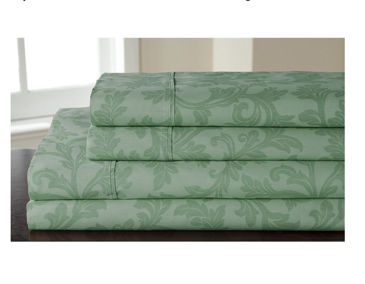 Brand New Home Styles Damask Cotton-Rich 4 Piece King Size Sheet Set