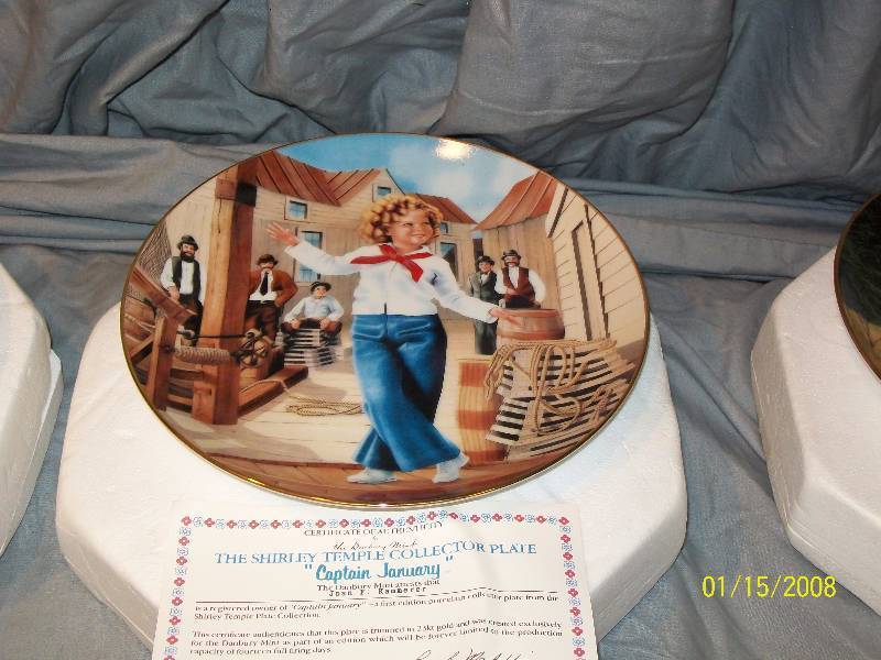 lot 2 image: 12 Shirley Temple First Edition Porcelain Collector Plate trimmed in 23 kt Gold Vintage Danbury Mint Plate Collection.