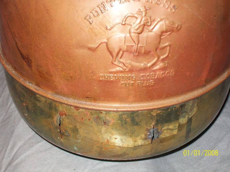 lot 51 image: Vintage Brass Pony Express Chewing Tobacco Cut Plug SpittoonCuspidor.