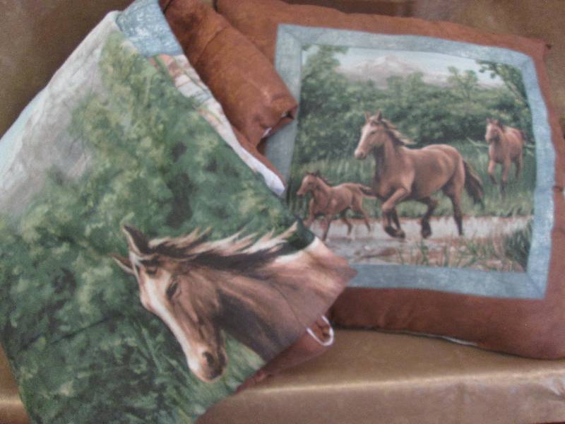 lot 18 image: Horse Pillow & Comforter...