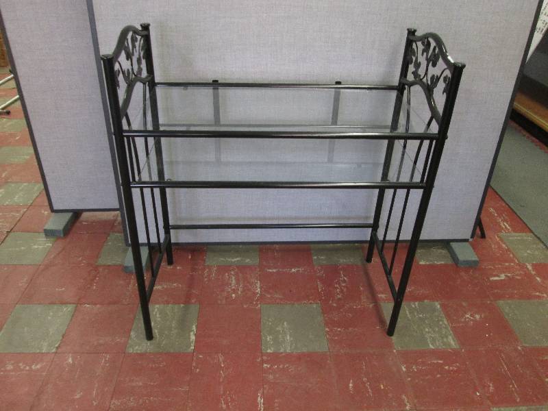 lot 93 image: Metal & Glass Stand 2 Shelves...