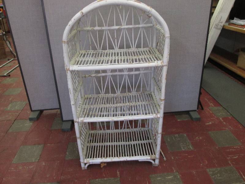 lot 94 image: Wicker Shelf 49 Hx 24.5 W inches...