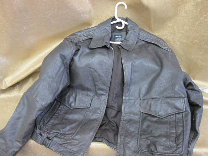 lot 115 image: Mens XL Dark Brown Leather Bomber ...