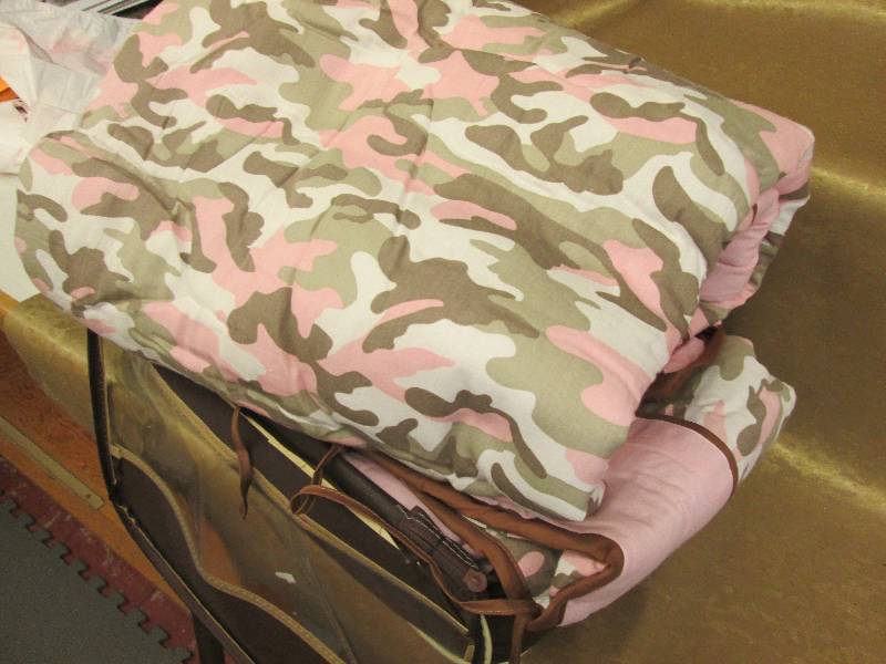 lot 135 image: Pink Camo Crib Set...