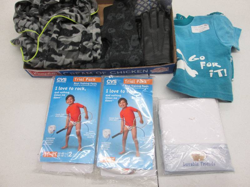lot 185 image: 2 Pkg Training Pants, Portable Crib...