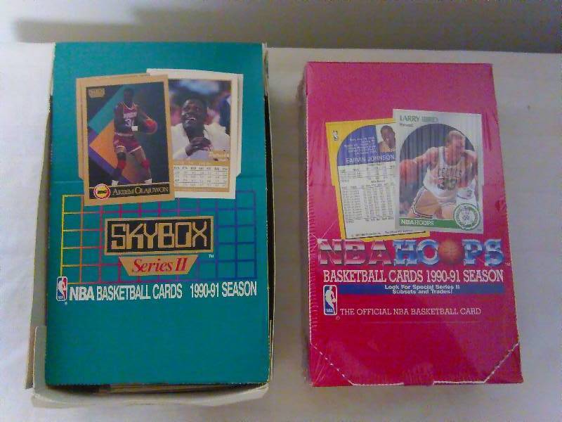 lot 23 image: NBA Trading Cards (2) Skybox and Hoops, 1990-91 Season, NBA, Boxed Set