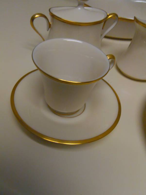 lot 65 image: LENOX Eternal China Ivory with 24 kt Gold Rim, Service for 12, 68 Total Pieces