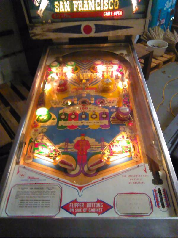 lot 71 image: 1964 Williams Pinball Machine. This features the sights of San Francisco.