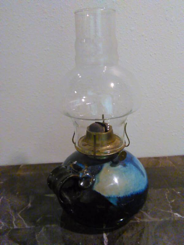lot 81 image: Vintage Crock Oil Lamp 12 inches long