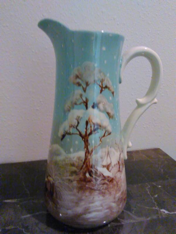 lot 85 image: Pitcher (Lester) Winter scene with Cabin