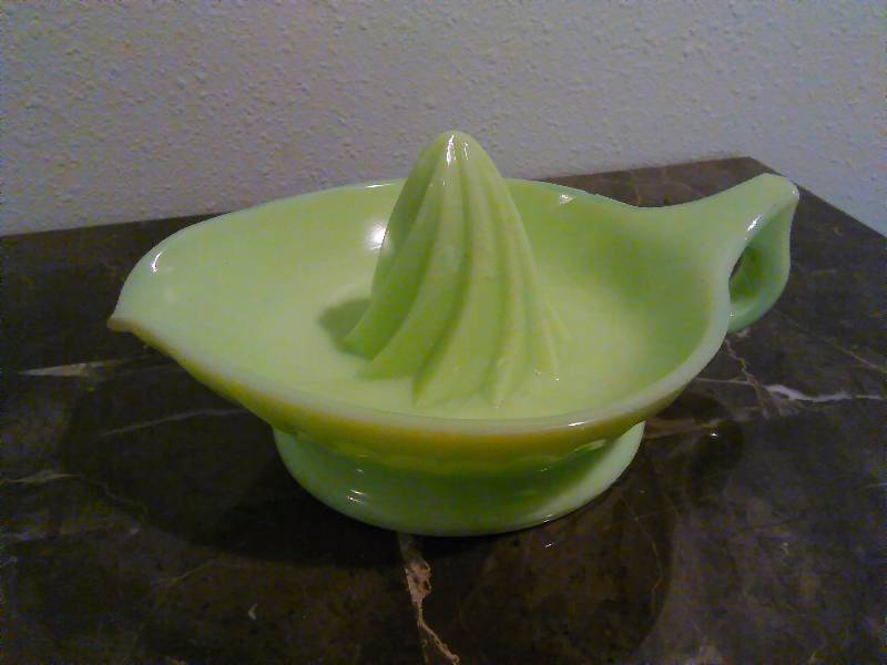 lot 90 image: Vintage, Green Jadite depression glass Juicer, Reamer