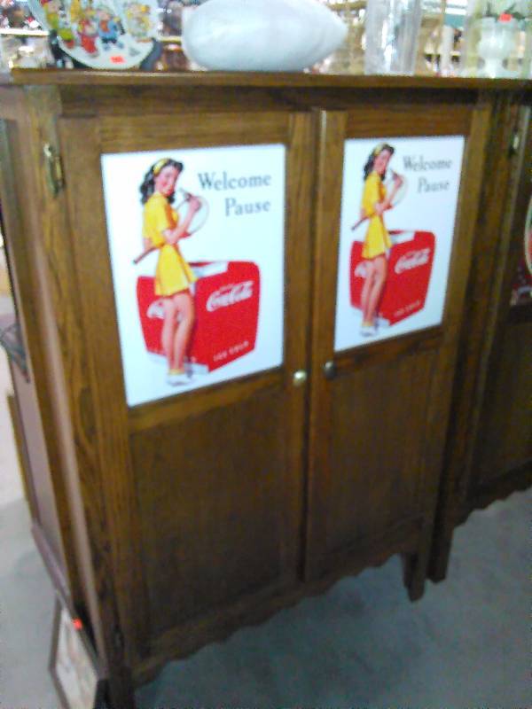lot 167 image: Coca Cola Cabinet, Solid Oak