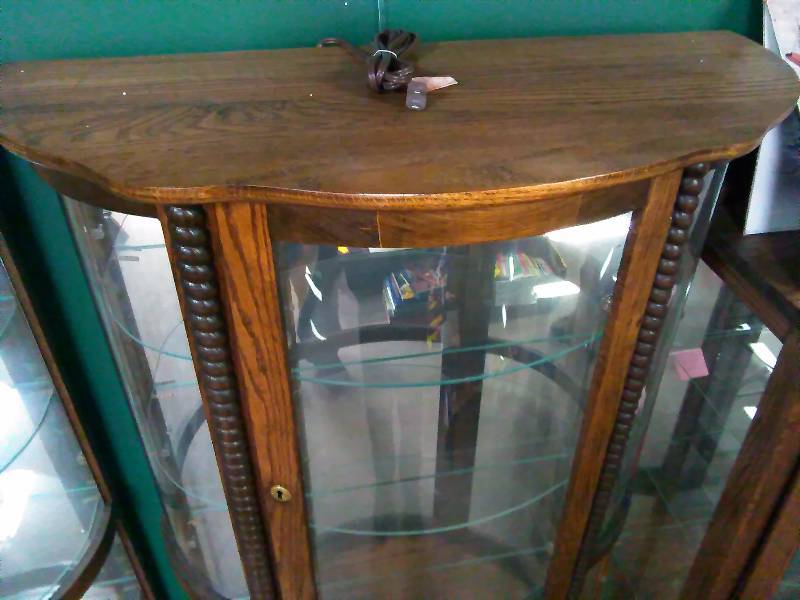 lot 170 image: Tall Curio Cabinet, Oak and Glass