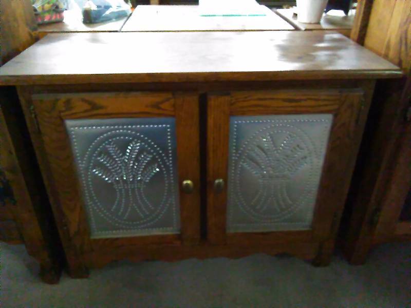 Oak Cabinet Punched Tin Door Insert Just In Time To Make It A