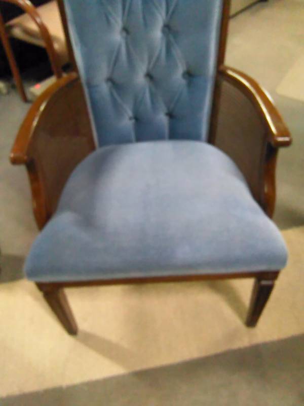 lot 180 image: Conversation Accent Chair, Wood and Cane Accents