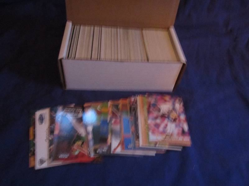 Box of Fleer tradition and skybox m...