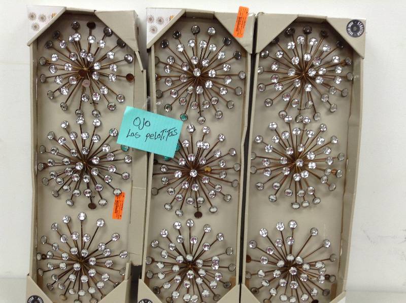 lot 1 image: Lot of 3 Stratton Home Decor Jeweled Sunburst Wall Art 3-piece Set- some of them have glass piece missing but you can make a set out of them
