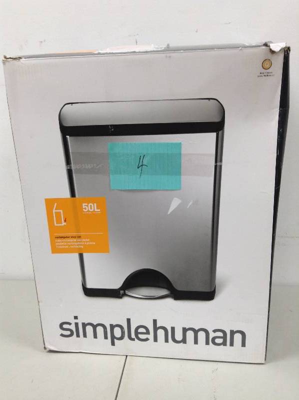 lot 4 image: simplehuman Rectangular Step Trash Cans never used