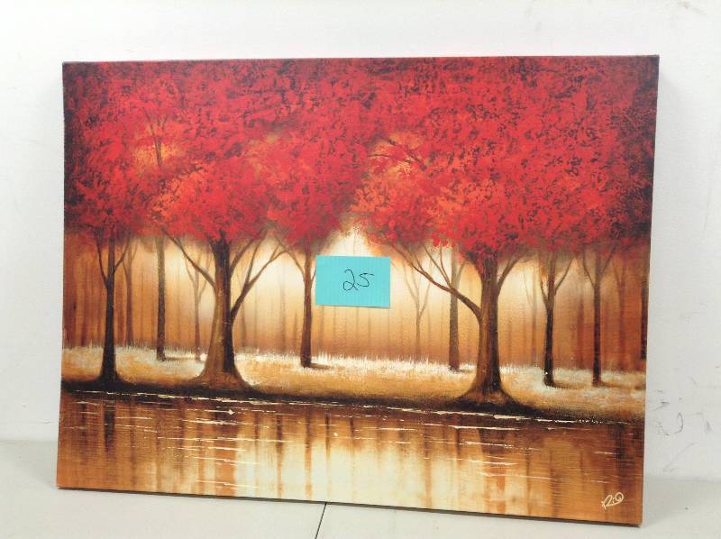 lot 25 image: Parade of Red Trees 35 x 47 Canvas Wall Art by Rio