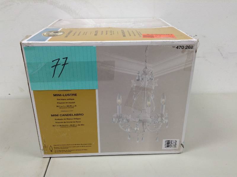 lot 77 image: Hampton Bay 3 Light Chandelier