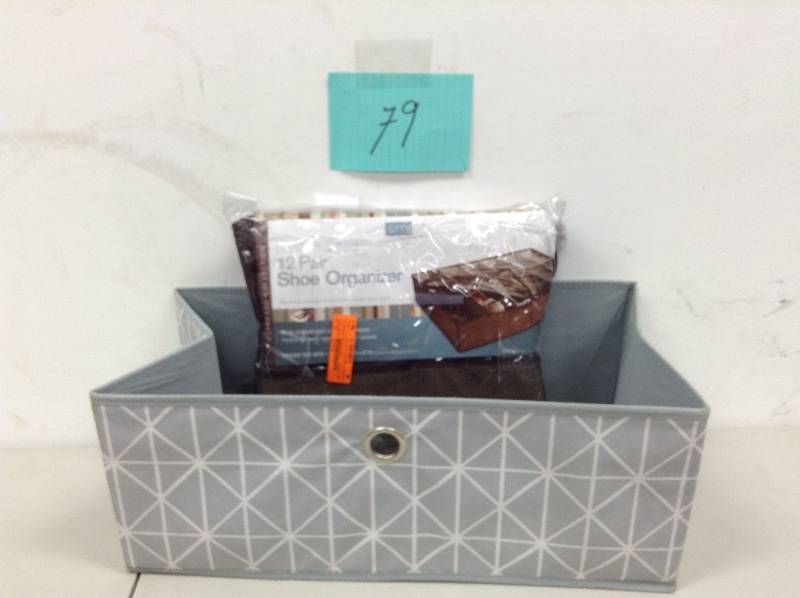 lot 79 image: 12 Pair Shoe Organizer and storage cube