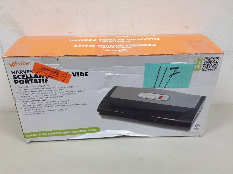 lot 117 image: Weston Harvest Guard Portable Vacuum Sealer