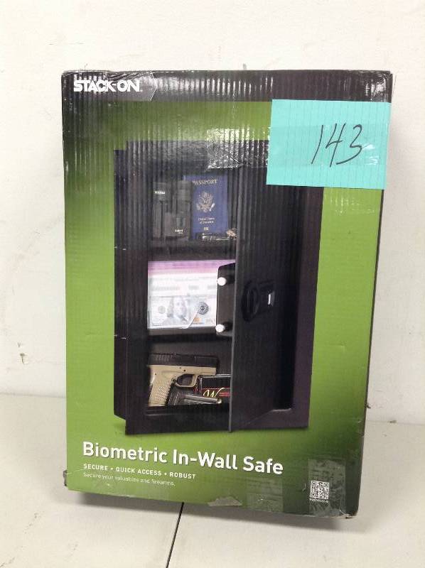 lot 143 image: Stack-On Wall Safe with Biometric Lock New