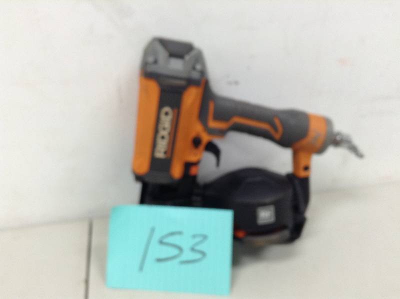 lot 153 image: Ridgid 15 Degree 1-34 in. Coil Roofing Nailer never used RN175RNF