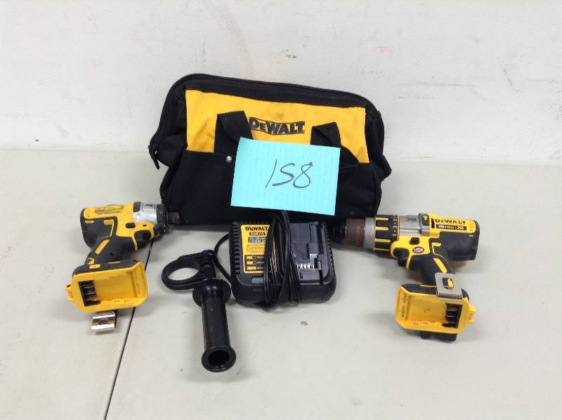 lot 158 image: 0-Volt Max XR Lithium-Ion Cordless Brushless Hammer Drill and Impact Driver Combo Kit (2-Tool and Charger ONLY) - n o batteries included