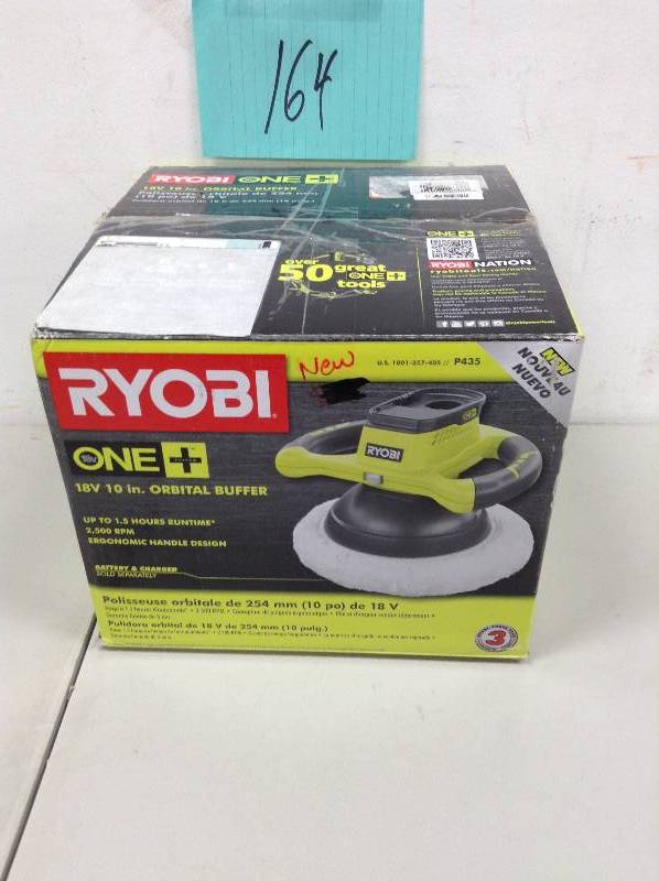 lot 164 image: Ryobi One 18V 10in Orbital Buffer Never used