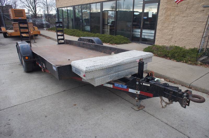 1996 FELLING TRAILER - 22 LONG X 8 WIDE - 9000LB - TOOL STORAGE ON FRONT - STEEL BED - (# 9704)