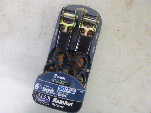 lot 72 image: 2 Packs of Reese Ratchet Tie Downs with J Hooks