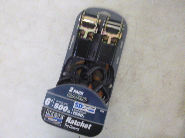 lot 73 image: 2 Packs of Reese Ratchet Tie Downs with J Hooks