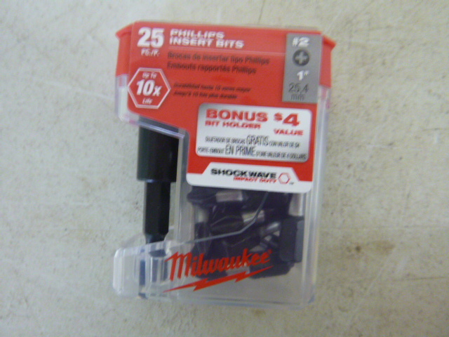 lot 172 image: Milwaukee 25 Piece Philips Insert Bits with Bit Holder