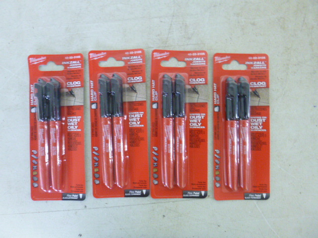 lot 177 image: 4 Packs of Milwaukee Inkzall Jobsite Markers with Hard Hat Clip