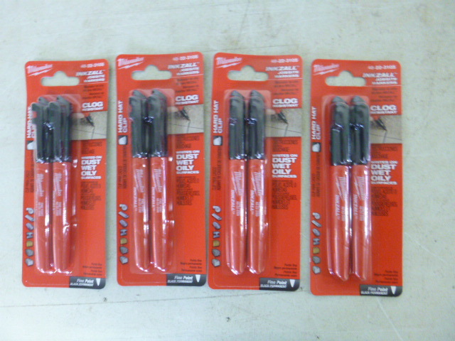 lot 178 image: 4 Packs of Milwaukee Inkzall Jobsite Markers with Hard Hat Clip