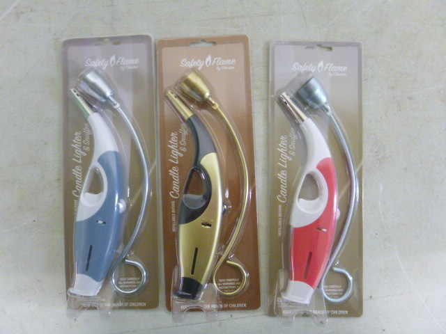 lot 261 image: 3 Safety Flame Refillable Butane Candle Lighters