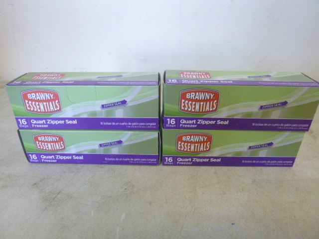 lot 305 image: 4 Boxes of Brawny Essentials Quart Zipper Bags