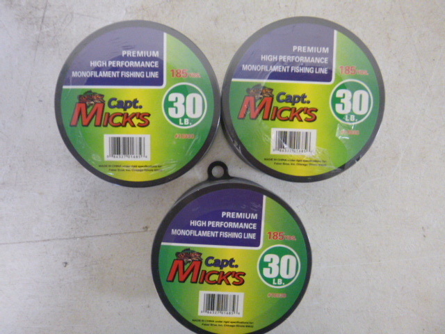 lot 436 image: 3 Spools of Captain Micks Monofilament Fishing Line
