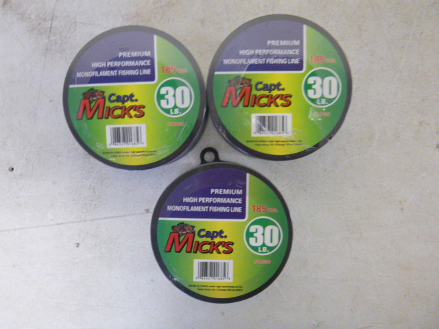 lot 437 image: 3 Spools of Captain Micks Monofilament Fishing Line